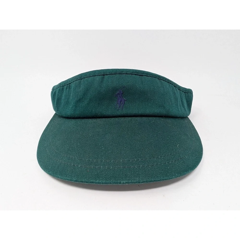 Vintage Polo Ralph Lauren Hat Visor Strap Back Mens One Size Green USA Pony Logo